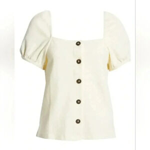 Madewell SQUARE NECK PUFF SLEEVED TOP Size XS
